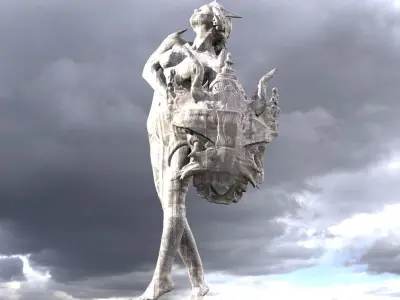 Atlantis Female shield sculpture 2  3D model