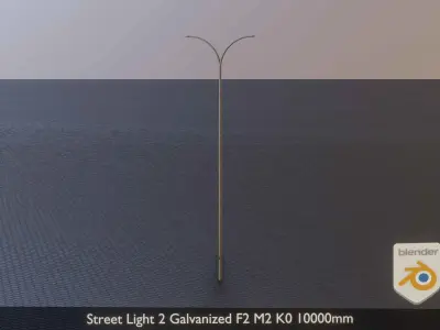 Street Light 2 Galvanized F2 M2 K0 10000mm Low-poly 3D model