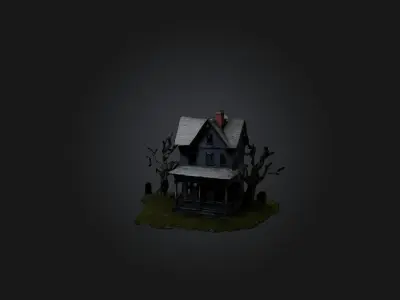Realistic Haunted House Model Low-poly 3D model