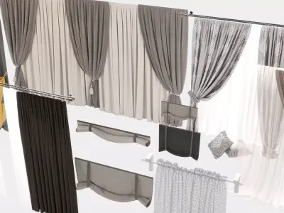 Curtain set - 17 3D models Free 3D model