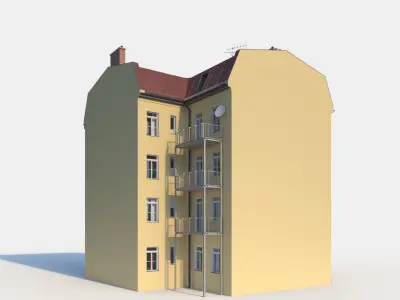 Residential City Building - Corner - 21 - Stucco 3D model