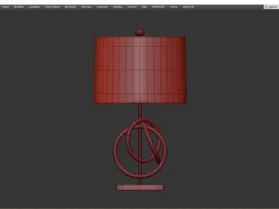Decorative Polished Nickel Table Lamp With White Fabric Shade Low-poly 3D model