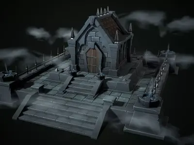 Stylized crypt Low-poly 3D model