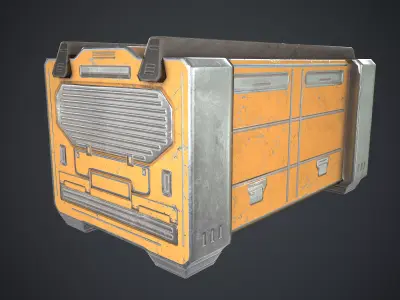 Sci-Fi Box Props Orange Low-poly 3D model