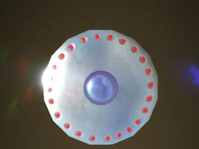 Low Poly UFO spaceship with lights Low-poly 3D model