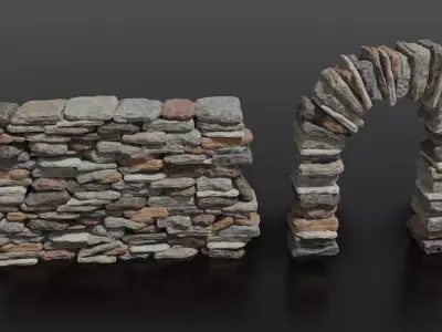 cut boulder Low-poly 3D model