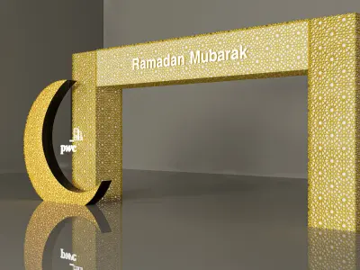 3 stage 4x14 and Islamic gate and mockup 3D model