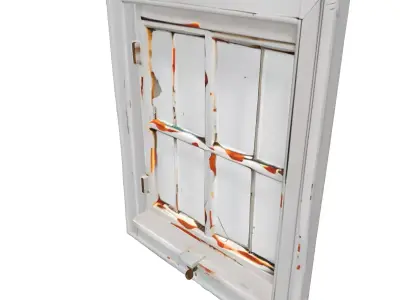 Distressed Shabby Chic Wooden Window Frame Low-poly 3D model