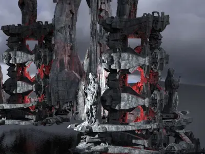 Alien Towers Dimensions Kitbash 3D model