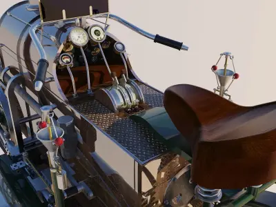 Rail Motorcycle Steampunk 3D model