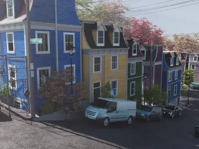 Jelly bean Row houses 3d model 3D model