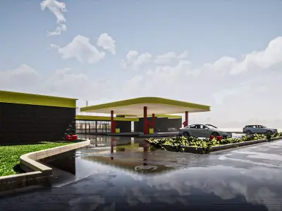 Petrol Station Gas Station Low-poly 3D model