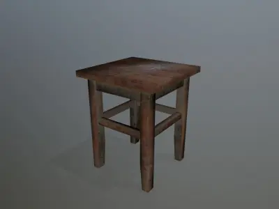 Footstool wooden table Low-poly 3D model