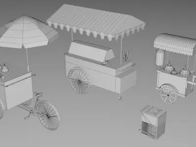 Ice Cream Carts Collection 3D model