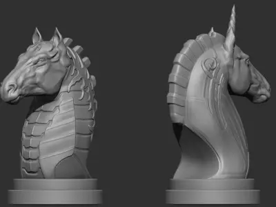 Two Original 3D-Printed Chess Knight Designs 3D print model