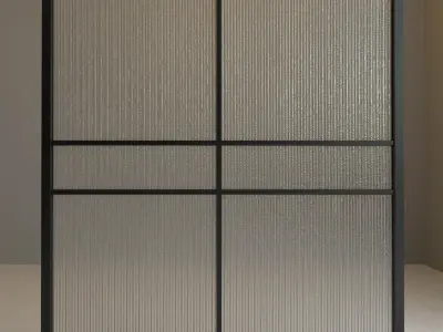 Glass partition door 65 Low-poly 3D model