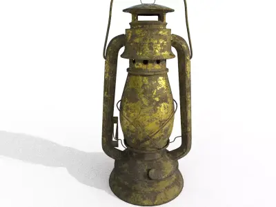 Gold Old Lamp Lantern Low-poly 3D model