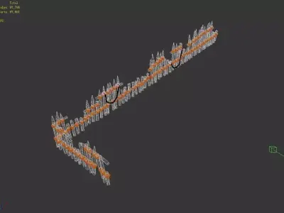 Broken - Wood Fence 01 3D model