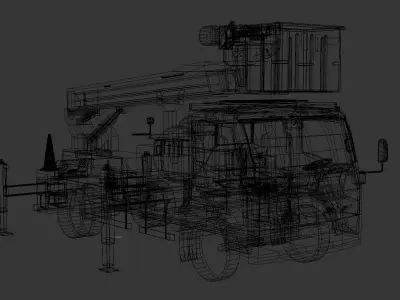 Animated-SCI FI - ISUZU boom lift Low-poly 3D model