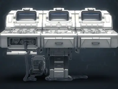 3D Central Computer Control Terminal with Portable Generator  3D model