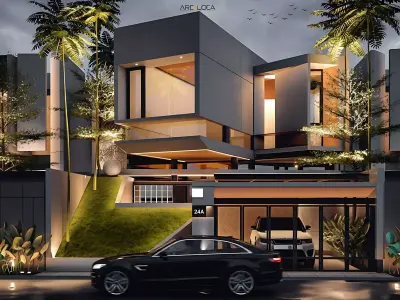 3D Model Modern House Contemporary Cantilever 3D model