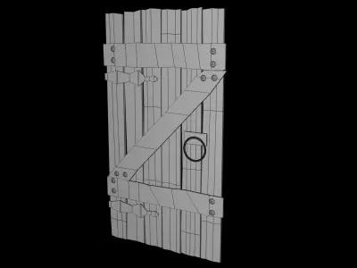 Wood Door Low-poly 3D model