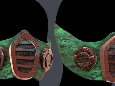 Gas mask helmet 3d model scifi Low-poly  Low-poly 3D model