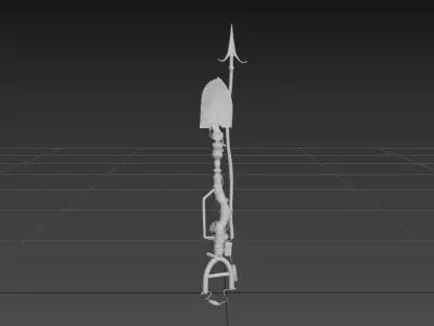 Cyber DIY shovel weapon Low-poly 3D model