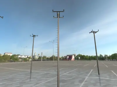 Wooden Electricity Pole With Ladder - Object 022 Low-poly 3D model