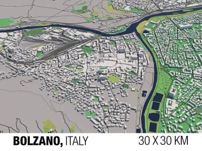Bolzano Italy 30x30km 3D City Map 3D model
