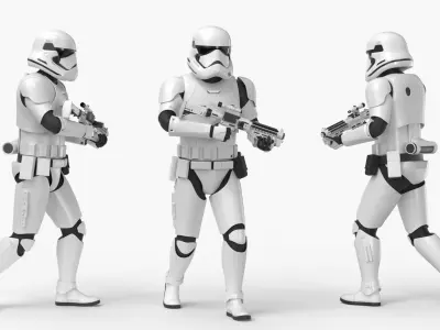  First Order Stormtrooper with Blaster Walking Pose 