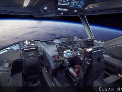 Sci Fi Fighter Cockpit Bridge 6 Low-poly 3D model