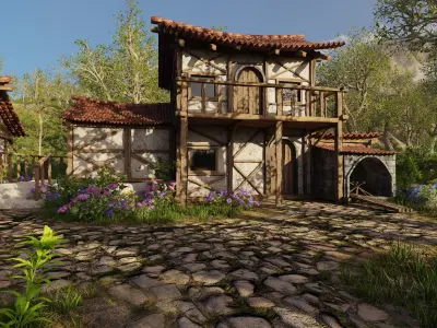 Medieval Bridge Scene 3D model purchase