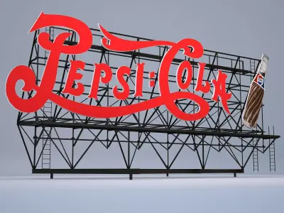 Pepsi Cola Billboard Sign Low-poly 3D model