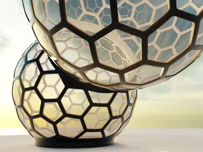 Fused Bubble glass dome with hexagon windows 3D model
