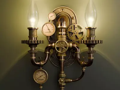 Steampunk Wall Lamp 1 3D model