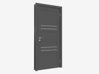 Modern Wooden Interior Door with Furniture 006 3D model