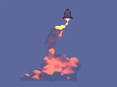 Cartoon Rocket Launching with Smoke 3D model