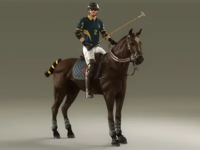  Male Polo Player Animated HQ Editorial License 