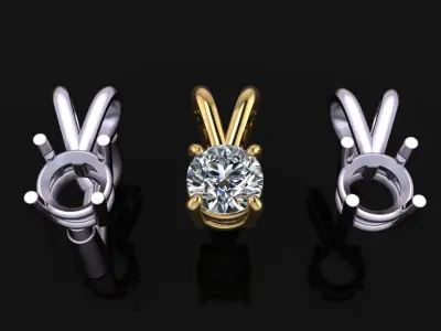 4 Prong Solitaire Split Bell Pendant Mix Size 3 4 5 6 7 8 3D print model