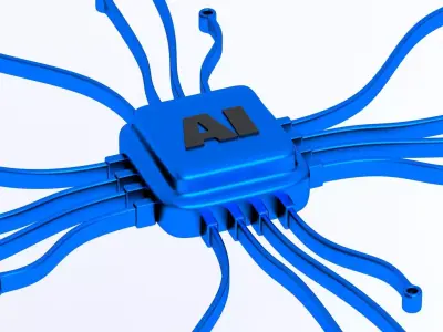 ai chip Symbol blue 3D model