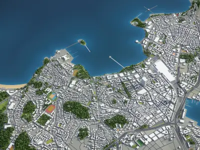 Quingdao - 3D City Model Low-poly 3D model