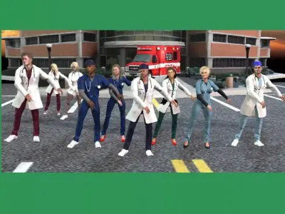 Premium Medical Team Pack  10 Characters  Unity   Unreal  VRchat Low-poly 3D model
