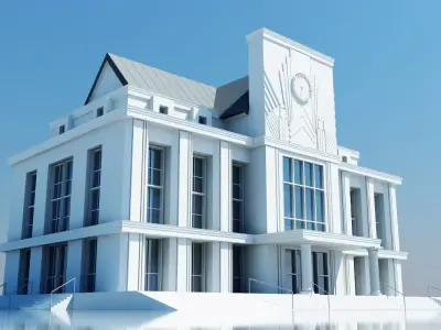 Train Station Clock Building 3D model