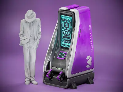 Sci-fi Console X5 PBR Low-poly 3D model