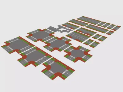 Road patches Pack Low-poly 3D model