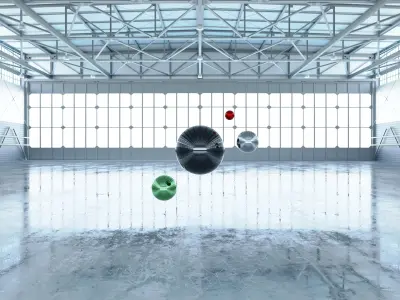 HDRI - Airplane Hangar Interior 4 - 16384x8192 Texture