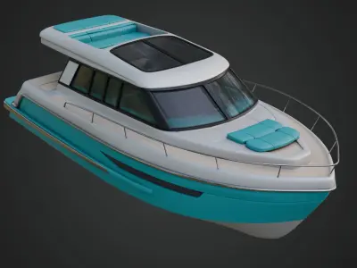 Cabin Cruiser in a Vibrant Turquoise Color 3D model