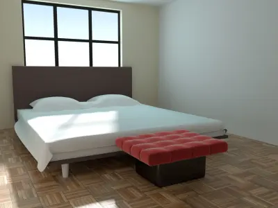 Apartment living room with stairs and dining table 3D model