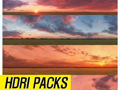 Realistic HDRI 24pcs 12k Beautiful Sunset Low-poly 3D model